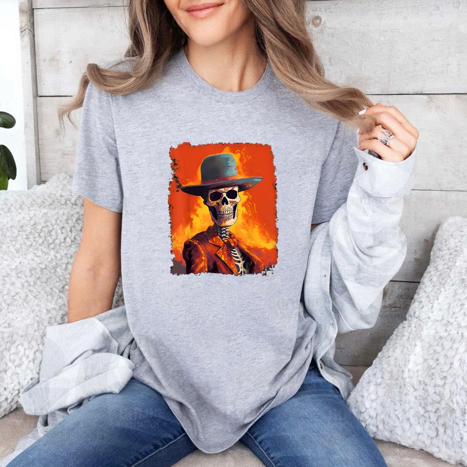 Cowboy Flaming Skeleton Cowboy Classic T-Shirt