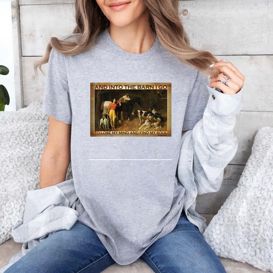 Cowgirl  And Into The Barn I Go Horizontal Poster T-Shirt