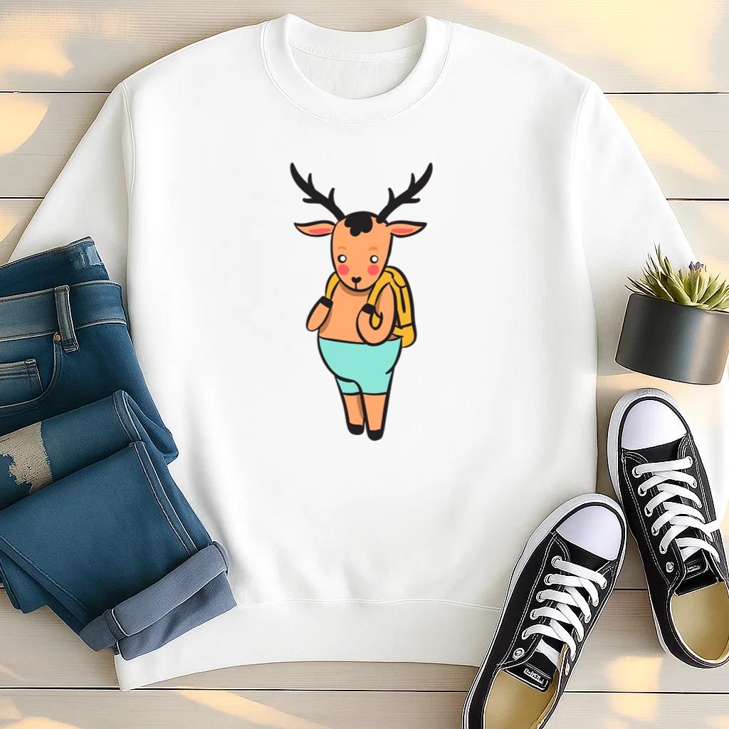 Cute Brown Deer Hiking Backpack Sweatshirt