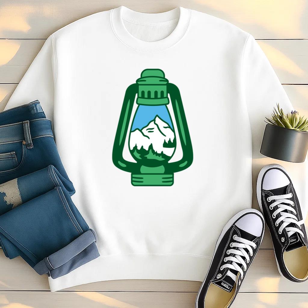 Green Lamp With Mountain Scenery Design Sweatshirt
