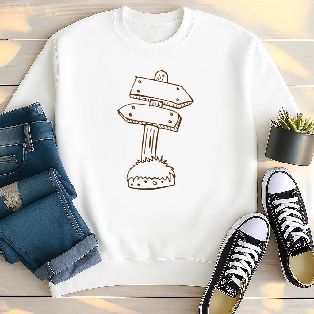 Hand Drawn Wooden Direction Arrow Icon Sweatshirt