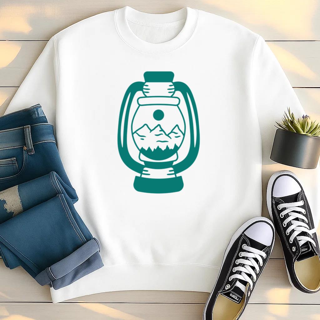 Lantern With Mountain Sunset Scene Sweatshirt